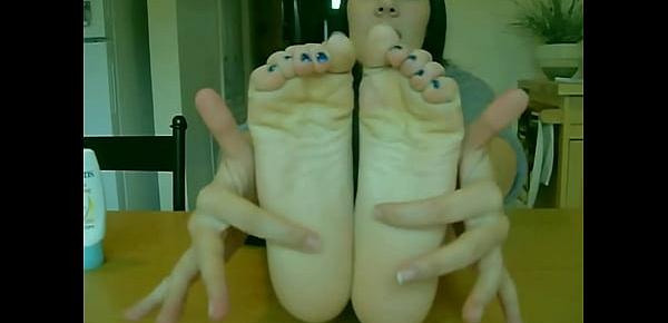  Amateur Goddess Teen Touches her Perfect Sensitive Feet and Toes